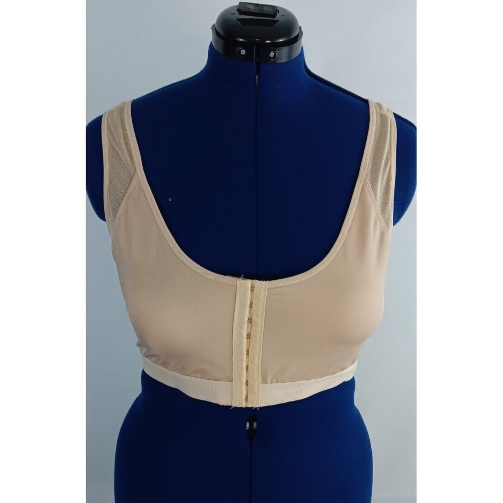 women Nylon Spandex Wire Free Breathable Support Front Close Bra 7XL Tan AA373